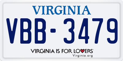 VA license plate VBB3479
