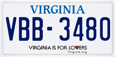VA license plate VBB3480