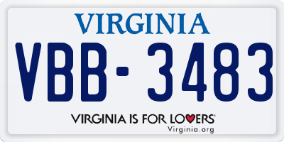 VA license plate VBB3483