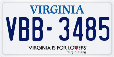 VA license plate VBB3485