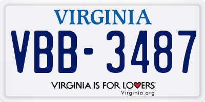 VA license plate VBB3487
