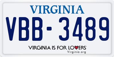 VA license plate VBB3489