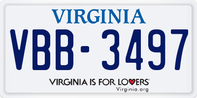 VA license plate VBB3497