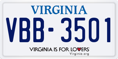 VA license plate VBB3501
