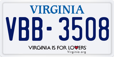 VA license plate VBB3508