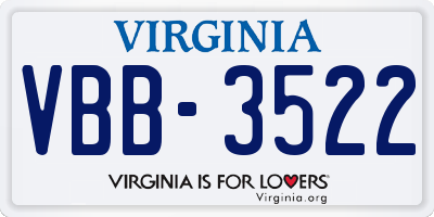 VA license plate VBB3522