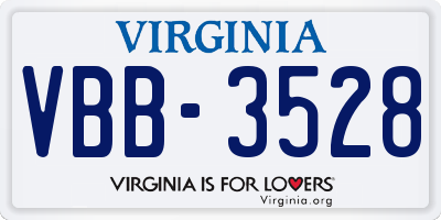 VA license plate VBB3528