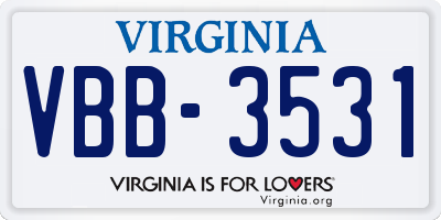 VA license plate VBB3531