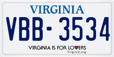 VA license plate VBB3534
