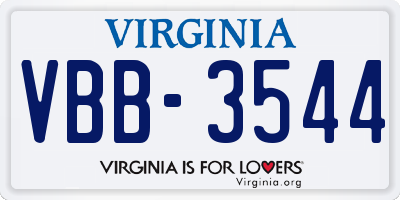 VA license plate VBB3544