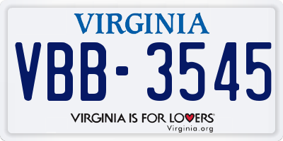 VA license plate VBB3545
