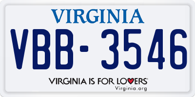 VA license plate VBB3546