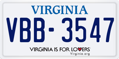 VA license plate VBB3547