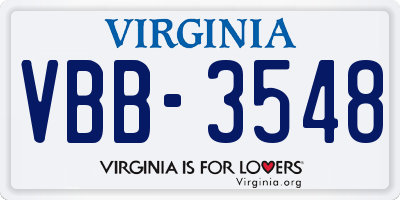 VA license plate VBB3548