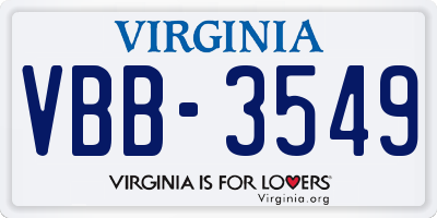 VA license plate VBB3549