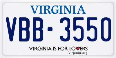 VA license plate VBB3550