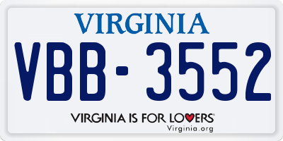 VA license plate VBB3552
