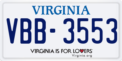 VA license plate VBB3553
