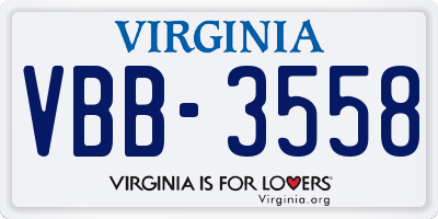 VA license plate VBB3558