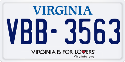 VA license plate VBB3563
