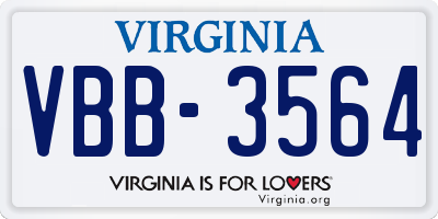 VA license plate VBB3564