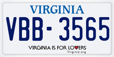 VA license plate VBB3565