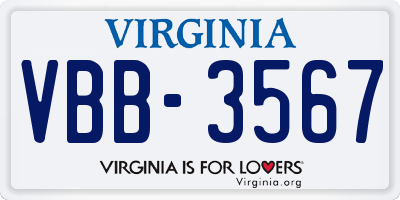 VA license plate VBB3567