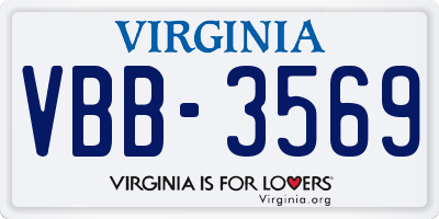 VA license plate VBB3569