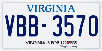 VA license plate VBB3570