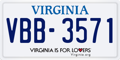 VA license plate VBB3571