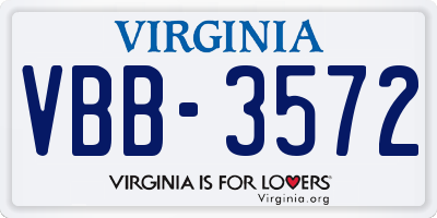 VA license plate VBB3572