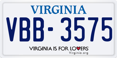 VA license plate VBB3575