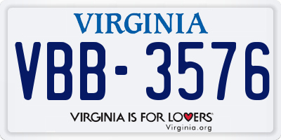 VA license plate VBB3576