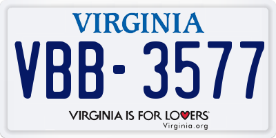 VA license plate VBB3577
