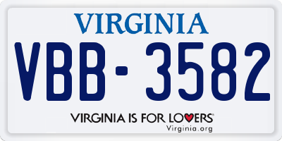 VA license plate VBB3582