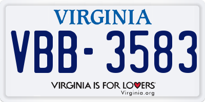 VA license plate VBB3583