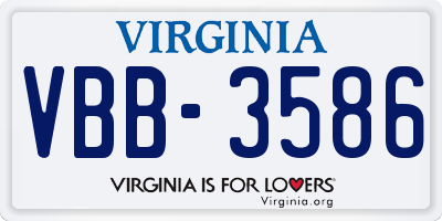 VA license plate VBB3586