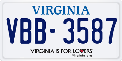 VA license plate VBB3587