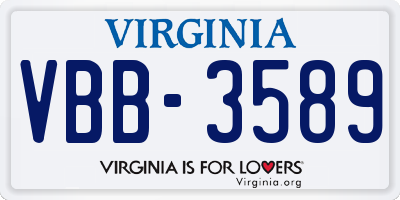 VA license plate VBB3589