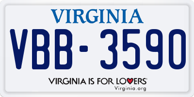 VA license plate VBB3590