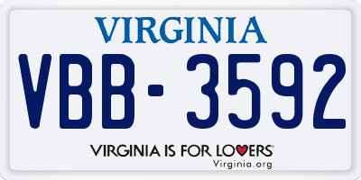 VA license plate VBB3592