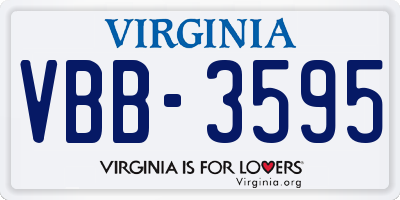 VA license plate VBB3595