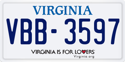 VA license plate VBB3597