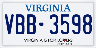 VA license plate VBB3598