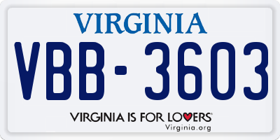 VA license plate VBB3603