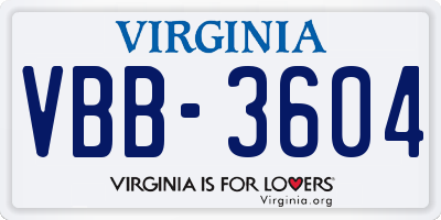 VA license plate VBB3604