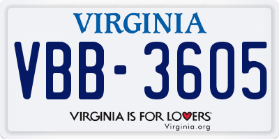 VA license plate VBB3605