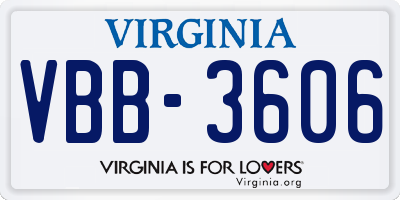 VA license plate VBB3606