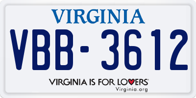 VA license plate VBB3612