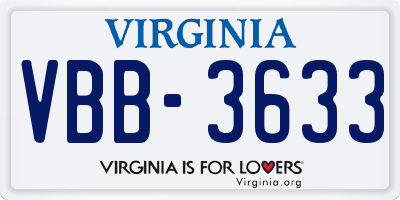 VA license plate VBB3633